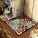 Cute Coffee Maker Mat for Countertops Bar Accessories, Colorful Dish Drying Pad for Kitchen, Absorbent Quick Drying Mat, 16 X20 inch
