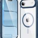 FNTCASE for iPhone Air Case Clear: Magnetic Phone Cases with Screen Protector Drop Proof Compatible with Magsafe Slim Anti Yellowing Rugged Shockproof Protective Transparent Cell Cover (B-Blue)