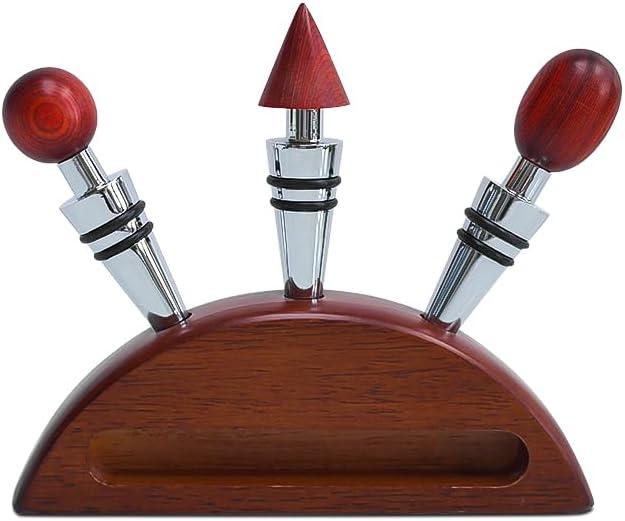 Wine Stopper Bottle Stopper - 3-pcs Wine Stopper and one stand For Gifts, Bar, Holiday Party, Wedding (Wood)