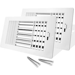2 Pcs 10x6 Inch (Duct Opening) Air Vent Cover Ceiling Register, LouanXpert 3-Way Plastic Ceiling Register Sidewall Vent Covers Inlet w/Manual Adjuster for Office, Bathroom, Toilet
