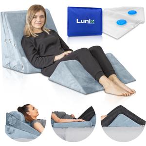 Lunix LX11 5-Piece Support for Abdominal Recovery & Lower Back Rest, Orthopedic Bed Wedge Pillow Set, Zero-Gravity Style Elevation, Memory Foam, Cloud Gray