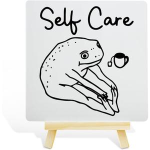 4 x Self Love GIfts for Women Men, Mental Health Self Care Gifts, Self Love Care Decor, Coffee Lover Frog Lover Gifts, Funny Frog Decor, Self Care