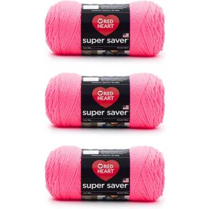 Red Heart Super Saver Pretty N' Pink Yarn - 3 Pack of 198g/7oz - Acrylic - 4 Medium (Worsted) - 364 Yards - Knitting/Crochet