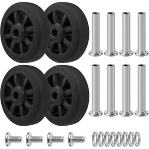 4pcs Luggage Wheels Replacement OD 50mm, Suitcase Swivel Casters, Wear Resistant Rubber Repair Wheels Black, PF08