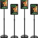 4Pack Sign Holder Stand-8.5x11 inch，Adjustable Sign Stands For Display，Heavy Duty Floor Standing Sign Holder Stand Aluminum for Retail Store，Museum，Volunteer Cctivities（Black）