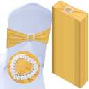 VitalCozy 50 Pcs Spandex Chair Sashes with Heart Shaped Buckle Slider Stretch Chair Cover Band Universal Elastic Chair Ties for Wedding Banquet Event Party Decoration(Gold)