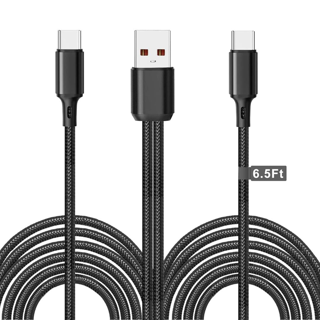UCEC 6.5FT Dual USB C Cable, 2 in 1 USB A to USB Type C Splitter Charging Cable, Multi Split USB C Charging Cable Wire, Braided Nylon Double USB C Cord Compatible with Samsung Galaxy Tablets 1 Pack