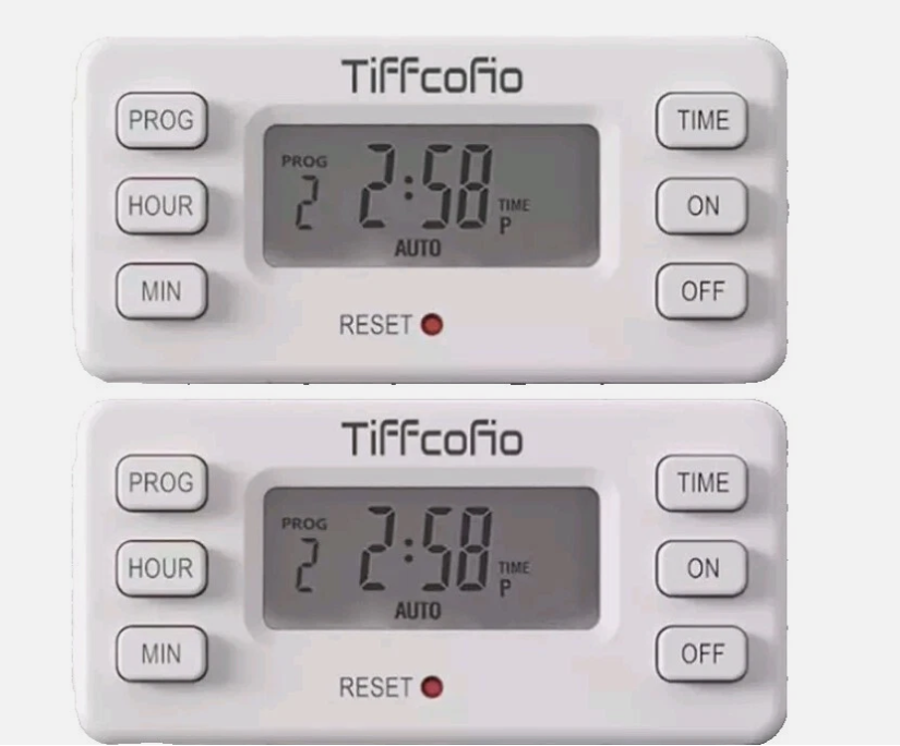 TiFFCOFiO Indoor 15A/1875W Digital Light Programmable Outlet Timer 2 Prong Plug