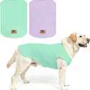 KOOLTAIL Large Dog Clothes for Boy Girl, 2 Pack Cotton Summer Dog T Shirts UV & Insect Protection for Outdoor Camping, Anti-Hair Loss Breathable Sleeveless Pet Vest Tank Tops Apparel, Green&Purple,XXL