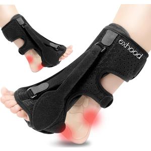 2PCS Upgraded Plantar Fasciitis Night Splint, 3 Adjustable Straps Plantar Fasciitis Relief Braces for Achilles Tendonitis, Foot Drop & Heel Spur Pain Relief Day & Night (Black)