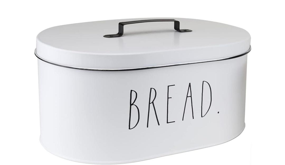 Rae Dunn Bread Box - Bread Box for Kitchen Countertop - 15" x 8" x 10" - 13.5" x 5.5" x 8.5" - Rustic White Metal Vintage Farmhouse Breadbox - Counter Storage Container