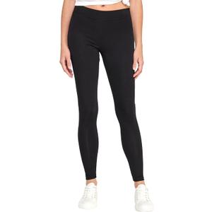 GREEN VOYAGE Women's GOTS Certified Organic Cotton Mid Rise Super Soft Knit Leggings, Size S (Black)