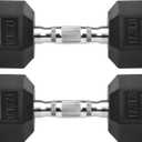 Hex Dumbbells Rubber Coated Cast Iron Hex Black Dumbbell Free Weights for Exercises 17.5 Lbs Pair
