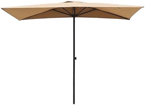 YAVVAY 8ft X 4ft Half Rectangular Outdoor Patio Umbrella With Adjustable Height For Wall, Apartment, Balcony, Deck, Porch(Khaki)