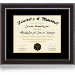 16x20 Diploma Frames 13x17 with Black Mat - Walnut Wood Finish | Shatter-Resistant Glass | for Wall Mounting | Gift for Graduations & Professional Certificate (1 Pack)