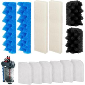406/407 Bio Foam Filter Media and A244A1 Water Polishing Pads Replacement Kit Compatible with Fluval 406/407 Canister Filter, 12 Bio Foam Sponge and 6 Polishing Filter Pads for Aquarium Filter Media