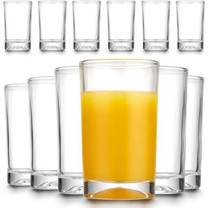 MFACOY Small Glasses Set of 6, 5.5-ounce Clear Glass Cups, Heavy Base, Thick and Durable, Drinking Glasses for Juice and Milk