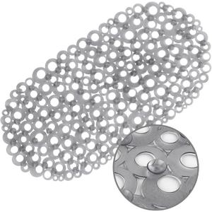 WELTRXE Oval Bathtub Mat Non Slip, Grey Bubbles Bath Mats for Tub, Shower Mat with Drain Holes, Suction Cups, Machine Washable Bath Tub Mat, BPA, Latex, Phthalate Free for Bathroom, 27 x 14 Inch (Bubbles-clear Gray)