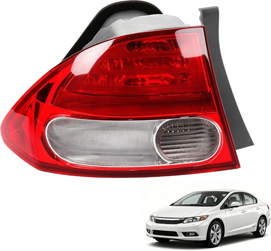 Dasbecan Rear Tail Light Assembly Left Side Break Lamp Compatible with 2009 2010 2011 Honda Civic Sedan Hybrid Replaces# 33551SNAA51 HO2818138