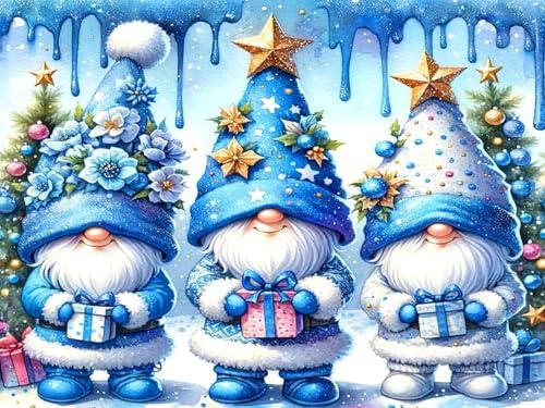 Christmas Diamond Painting Kits for Adults Beginners,DIY Winter Gnome Diamond Art,5D Full Round Drill Diamond Dot Gem Art Kits, Home Wall Decor 16x12 Inch 2 Pack