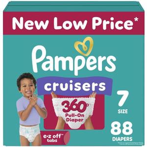 Pampers Diapers - Cruisers 360 - Size 7, 88 Count, Babyproof up to 100% Leakproof Pull-On Diaper