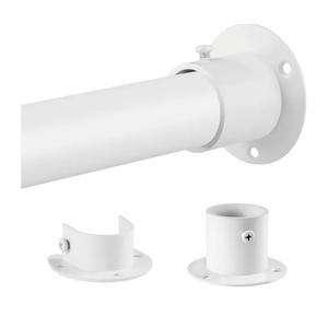 Closet Rods for Hanging Clothes, 1.3 Inch Diameter Heavy Duty Closet Rod 17-39 Inch Adjustable Clothes Hanging Bar Matte White Shower Curtain Rods for Closet, Wardrobes, Bathroom, Windows