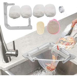 Kitchen Sink Triangle Tri-Holder Filter, Kitchen Sink Strainer, Sink Drain Strainer, with a Triangular Gray Rack and 200PCS Large Size Filtering Mesh Bags for Kitchen Leftover