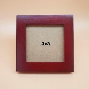 3x3 Picture Frame Solid Wood,Red. Table Top or Wall Mount Photo Frames with Plastic Glass for 3x3 Inches Pictures, Modern Home Office Decor