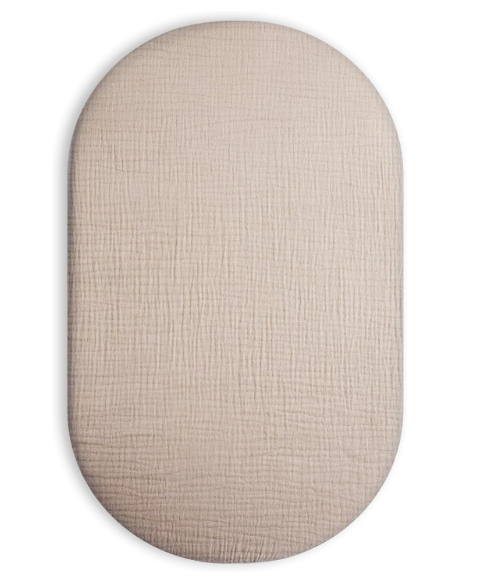 2 x Bassinet Sheet for Baby Boy and Girl, Fitted Sheets for Rectangle, Oval, Hourglass Bassinet Mattress, Muslin Moses Basket Sheets with Neutral Style (Beige)  Bassinet Sheets-33"×17"