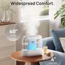 Dreo Humidifiers for Bedroom, 4L Top Fill for Large Room, 36H Runtime, 28 dB Quiet Supersized Cool Mist Air Humidifier for Baby Nursery, Plants, Indoor, Night Light, Easy to Clean & Fill, White