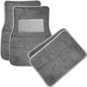 4PCS Car Floor Mats, Anti-Slip Waterproof Car Carpets with Safety Heel Pad, Heavy Duty Floor Mat for All Weather Protection, Universal Trim to Fit for Sedans Trucks SUVs (Gray)