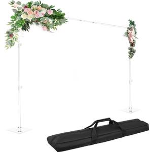 EMART Backdrop Stand, 8.5x10ft Width Adjustable Photography Background Support Poles with Heavy Duty Flat Base, Photo Metal Steel Pipe and Drape Frame Kit for Parties Birthday Wedding - White