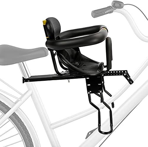 Baby Bike Seat, Front Mount Kids Bike seat for Toddler with Safety Belt and Handrail, Compatilble with Adult Bike (Black)