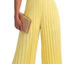 CHICME Women 2026 Sleeveless Deep V Sling Jumpsuit High Waist Pleated Jumpsuit Casual Beach Party Outfit with Lining (Small, Yellow)