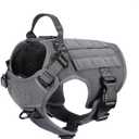 ICEFANG Tactical Dog Harness, Small Size,2X Metal Buckle,Working Dog MOLLE Vest with Handle,No Pulling Front Leash Clip,Hook and Loop Panel (Small (Pack of 1), Grey)