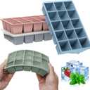 FANYITY Silicone Ice Cube Tray with Lid, Mixed, Pack of 4 Ice Cube Moulds, Silicone Mould, BPA-Free, Stackable Ice Cube Tray, Ice Cube Trays for Baby Porridge, Cocktail, Whiskey, Coffee