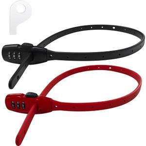 2 Pack Adjustable Zip Tie Lock with 3-Digit Combination for Helmet, Bike Rack, Motorcycle, Skateboard, Luggage, Skis, French Door, Stroller & Cabinet, Lightweight Bicycle Lock