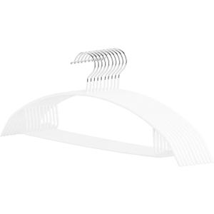Non-Slip Rubber Coated Metal Hangers No Shoulder Bump, Set of 5/10 Heavy Duty Contour Sweater Hangers for Shirts Coats Dresses or Suits, Rust-Free Closet Clothes Organizer, 16.5, White