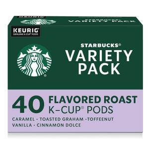 Starbucks K-Cup Coffee Pods, Flavored Hot or Iced Coffee, Variety Pack, 40 Keurig Pods EXP: 08/23/2026