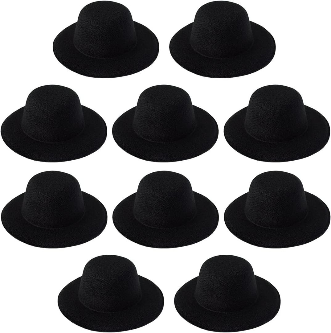 10 pcs black Mini formal hats Miniature Hats for DIY Crafts Hair Accessories decorate3.9"/10cm)