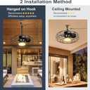Coolbull 20 Inch Outdoor Ceiling Fans with Light, IP63 Waterproof Gazebo Fan with Hanging Hook, Plug in Caged Ceiling Fan, Remote&APP Control, 3 CCT, 6 Speeds for Patio, Pergola, Canopy, Black