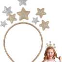 Glitter Star Headband, Christmas Lovely Hair Hoop, Golden Holiday Festival Headdress Headpiece for Xmas Halloween