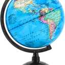 8 Inch World Globe with Stand Rotating Earth Spinning Globe for Kids Geography Classroom Education or Decorations (Blue)