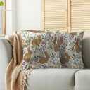 Spring Easter Pillow Covers 18X18 Set of 2, Vintage Rabbit Bunny Floral Sage Green Blue Pink Flower Decorative Throw Pillow Covers Outdoor Farmhouse Seasonal Cushion Cases Couch Sofa Bed Decor
