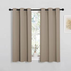NICETOWN Bedroom Curtain Panels Blackout Draperies, Thermal Insulated Solid Grommet Blackout Curtains/Drapes (Taupe, 1 Pair, 34 by 45-inch)