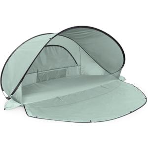 Picnic TIME Manta Portable Beach Tent, Fully-Assembled Pop Up Tent, Beach Shade and Sun Shelter, Instant Outdoor Shade with Carrying Bag for Outdoors and UPF50+ UV Protection, (Light Green)87"x48.4"x40"