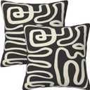 Black and Cream Throw Pillow Covers 20x20 Inch Set of 2 , Abstract Black and Beige Striped Farmhouse Decorative Pillowcases Modern Striped Cushion Covers for Sofa Living Room Bed Outdoor Home Decor
