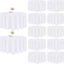 12 Pack White Round Tablecloth 90 Inch White Table Cloth Stain and Wrinkle Resistant Reusable and Washable Polyester Fabric Table Covers for Buffet Wedding Party and Banquet