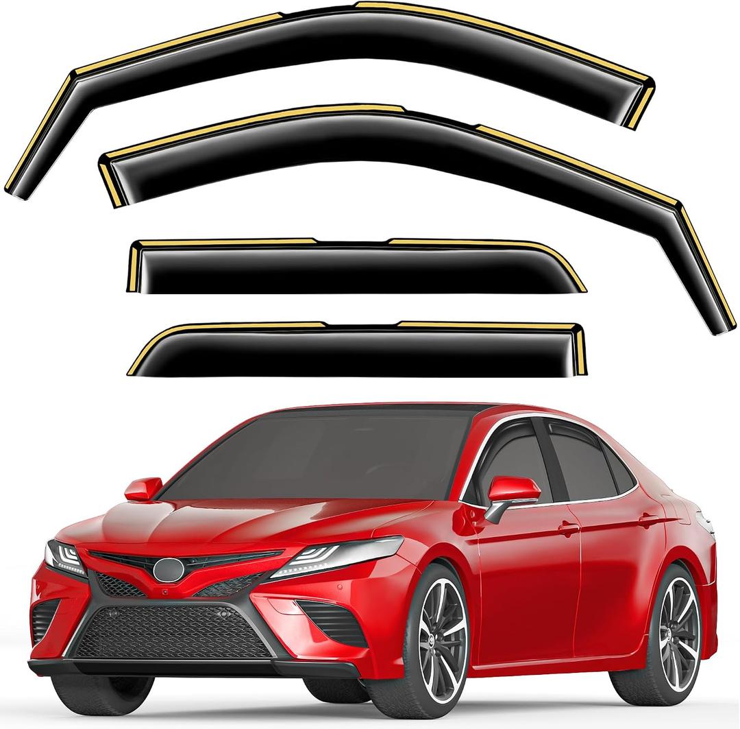 in-Channel Window Rain Guards Fit for Toyota Camry 2018 2019 2020 2021 2022 2023 2024 Extra Durable Window Visors Window Deflectors Vent Visors Vent Shades Car Accessories-4 pcs 2-Q14