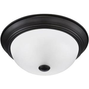 DESIGNERS FOUNTAIN 2-Light Flush Mount Ceiling Light, 11 Inch Lighting Fixture for Kitchen, Bedroom, Bathroom, and Hallway, Oil Rubbed Bronze with Etched Glass, 1257S-ORB-W